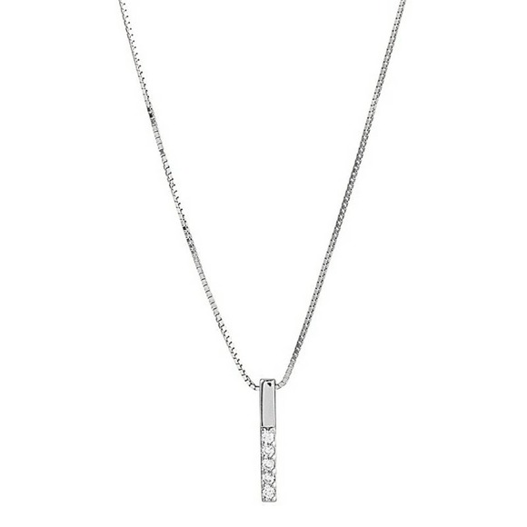 Vertical Bar Crystal Rhinestone Pendant Necklace in Silver or Gold - Picture 2 of 6